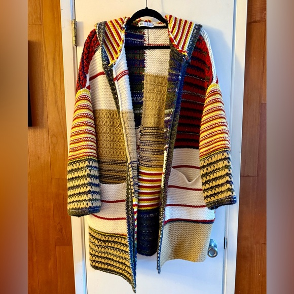 Zara Patchwork Knit Coat - Picture 4 of 7
